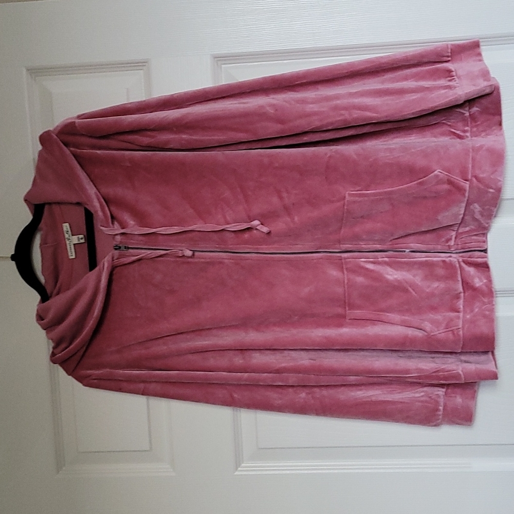 Mauvish/Pink Velour zip front hoodie